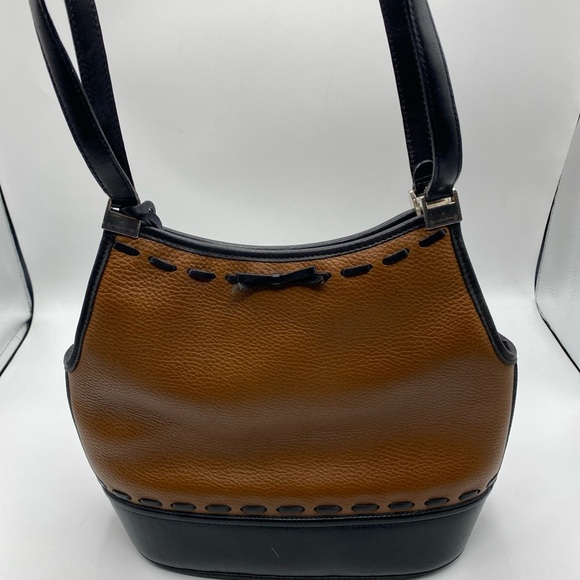 Vintage Brighton Brown and Black Leather Shoulder Purse - Picture 2 of 10